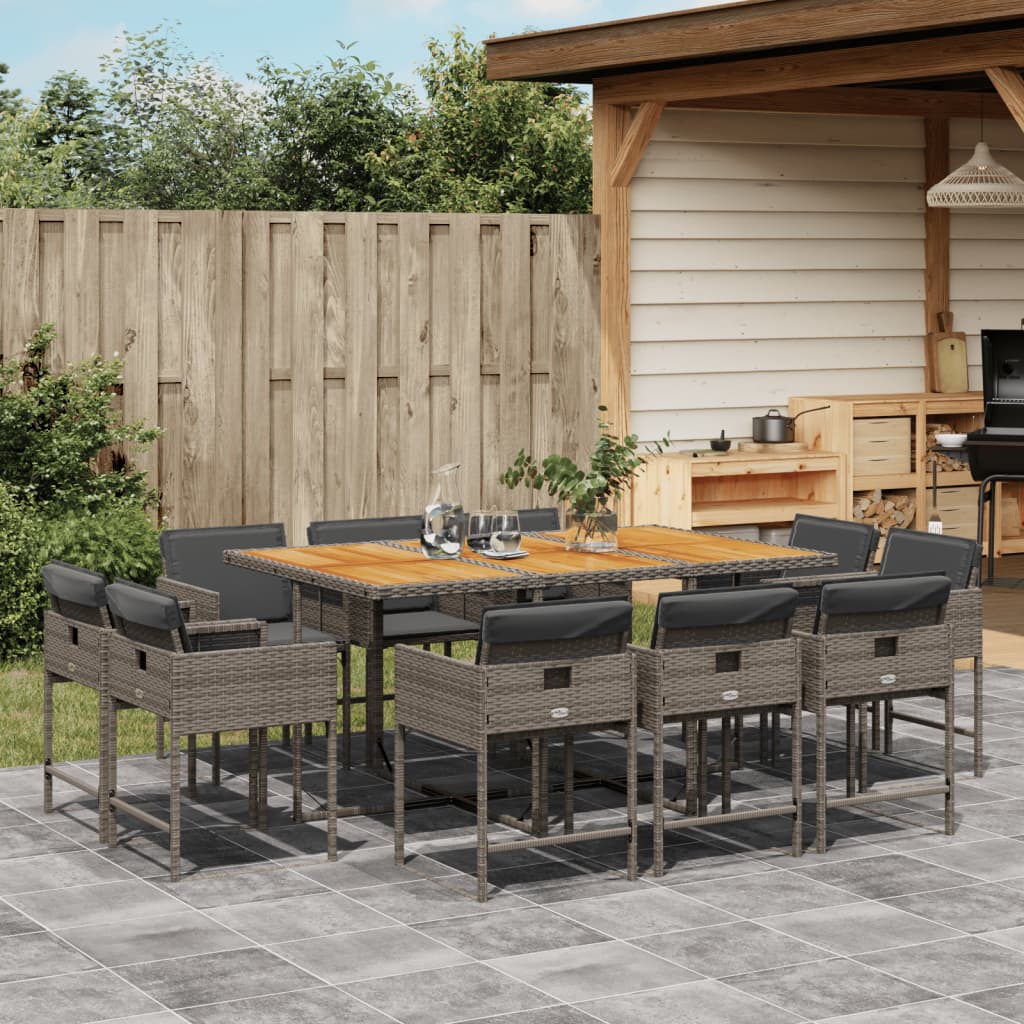 11-delige Tuinset met kussens poly rattan grijs is nu te koop bij PeponiXL, paradijselijk wonen!