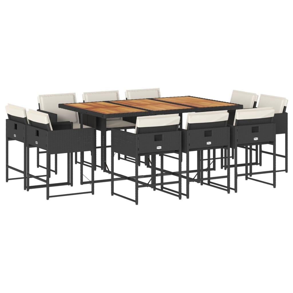11-delige Tuinset met kussens poly rattan zwart is nu te koop bij PeponiXL, paradijselijk wonen!
