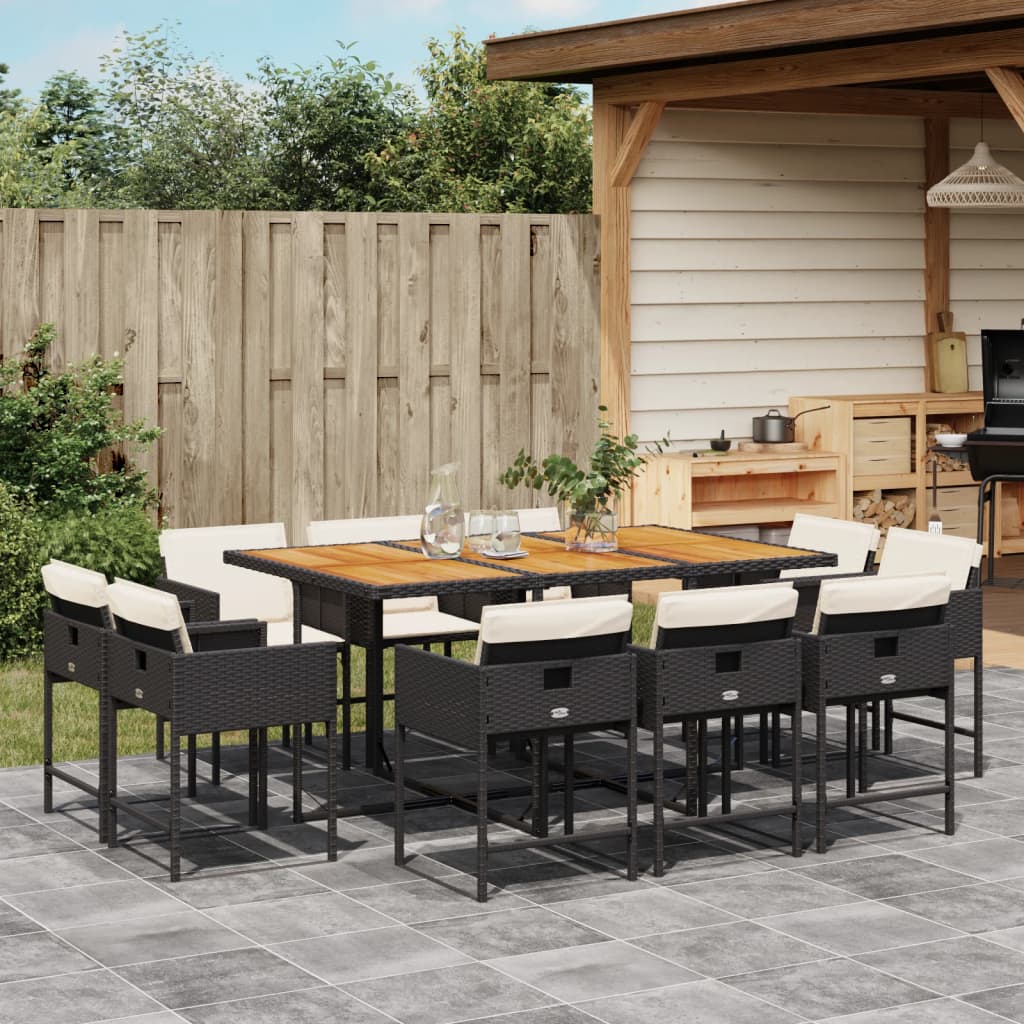 11-delige Tuinset met kussens poly rattan zwart is nu te koop bij PeponiXL, paradijselijk wonen!
