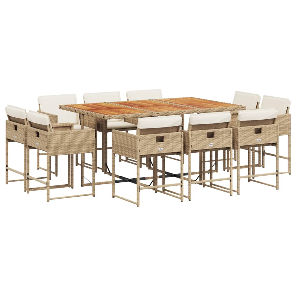 11-delige Tuinset met kussens poly rattan beige is nu te koop bij PeponiXL, paradijselijk wonen!