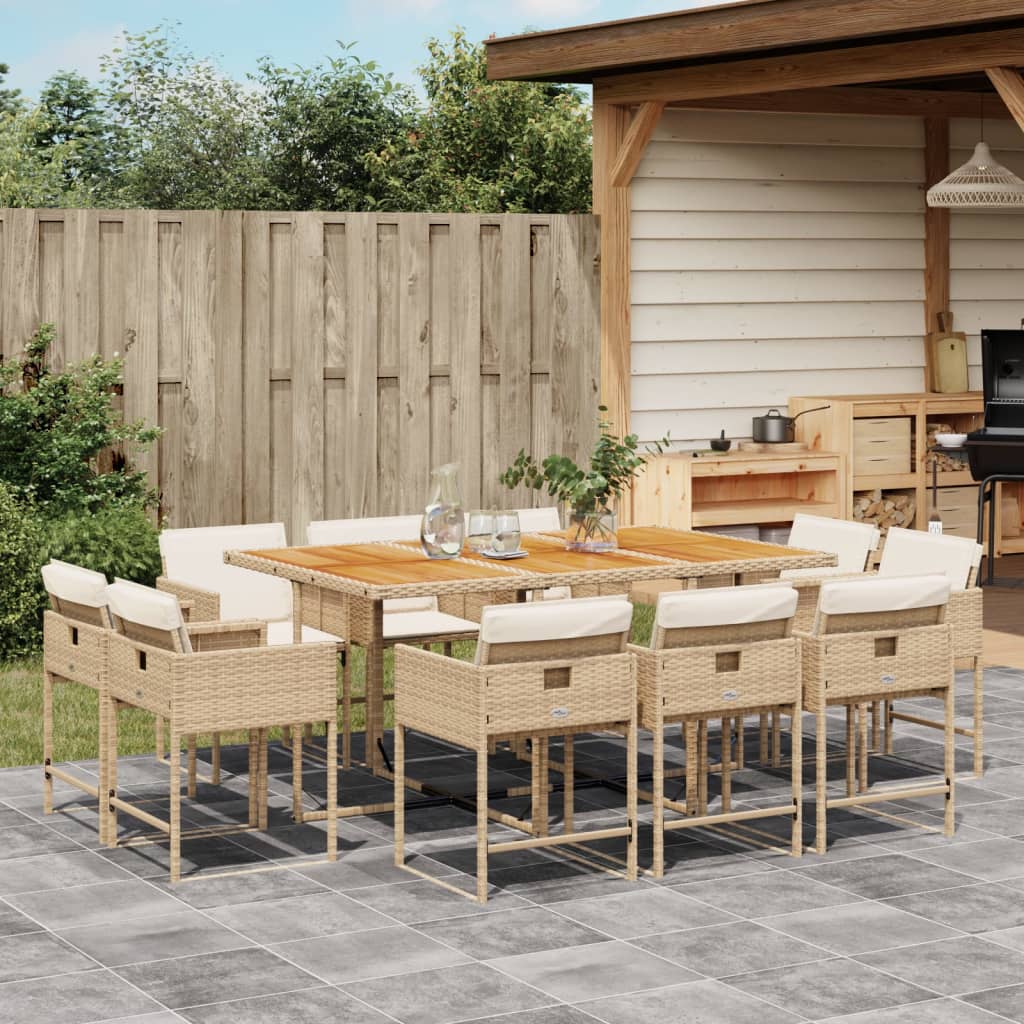 11-delige Tuinset met kussens poly rattan beige is nu te koop bij PeponiXL, paradijselijk wonen!