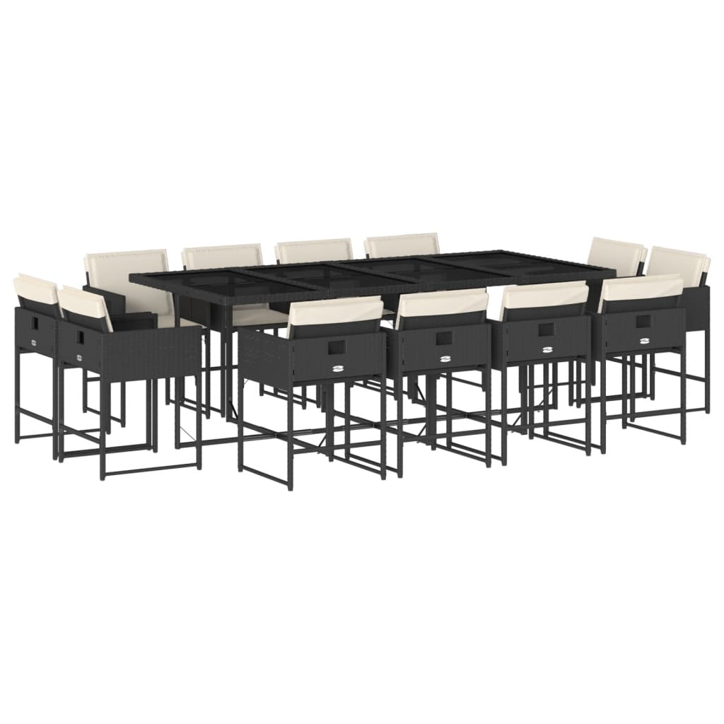 13-delige Tuinset met kussens poly rattan zwart is nu te koop bij PeponiXL, paradijselijk wonen!