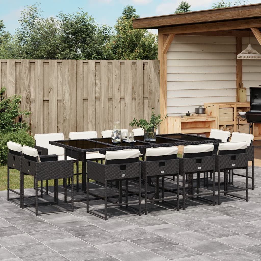 13-delige Tuinset met kussens poly rattan zwart is nu te koop bij PeponiXL, paradijselijk wonen!