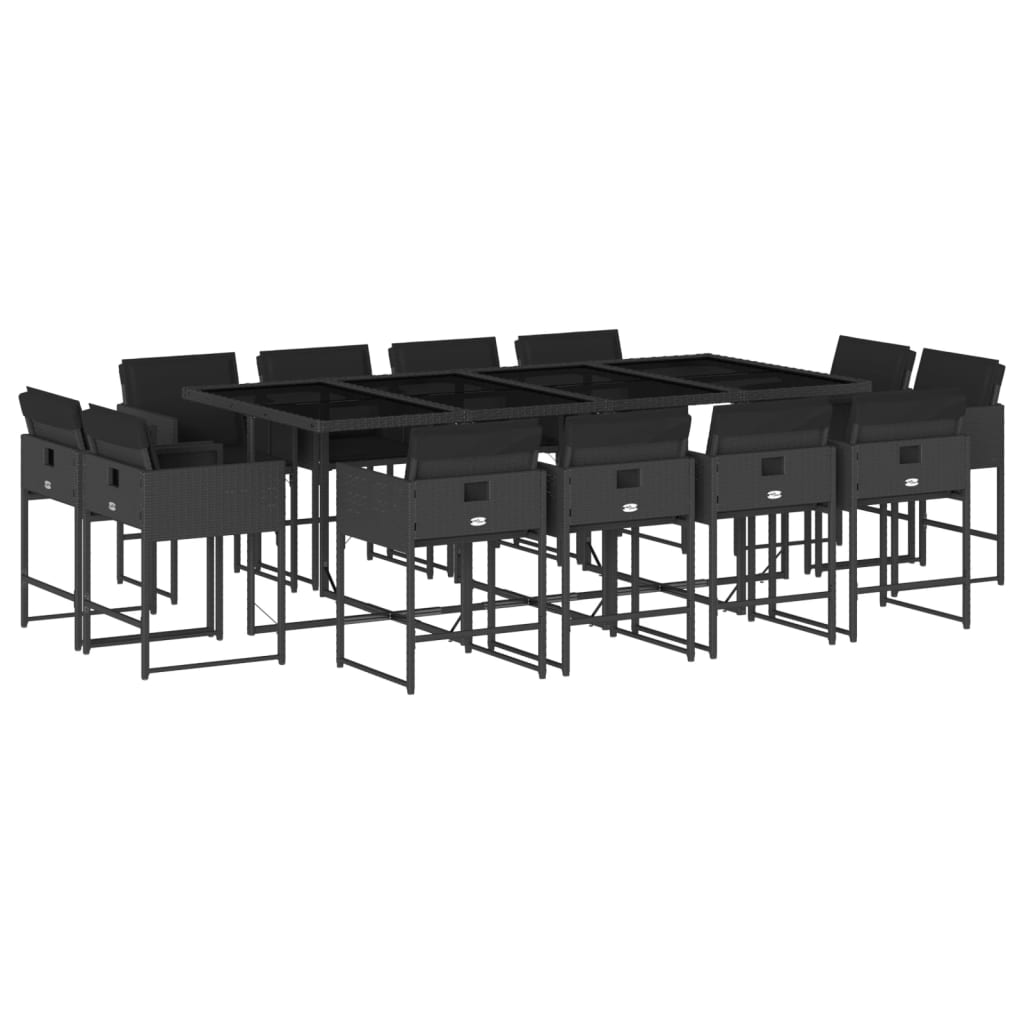 13-delige Tuinset met kussens poly rattan zwart is nu te koop bij PeponiXL, paradijselijk wonen!