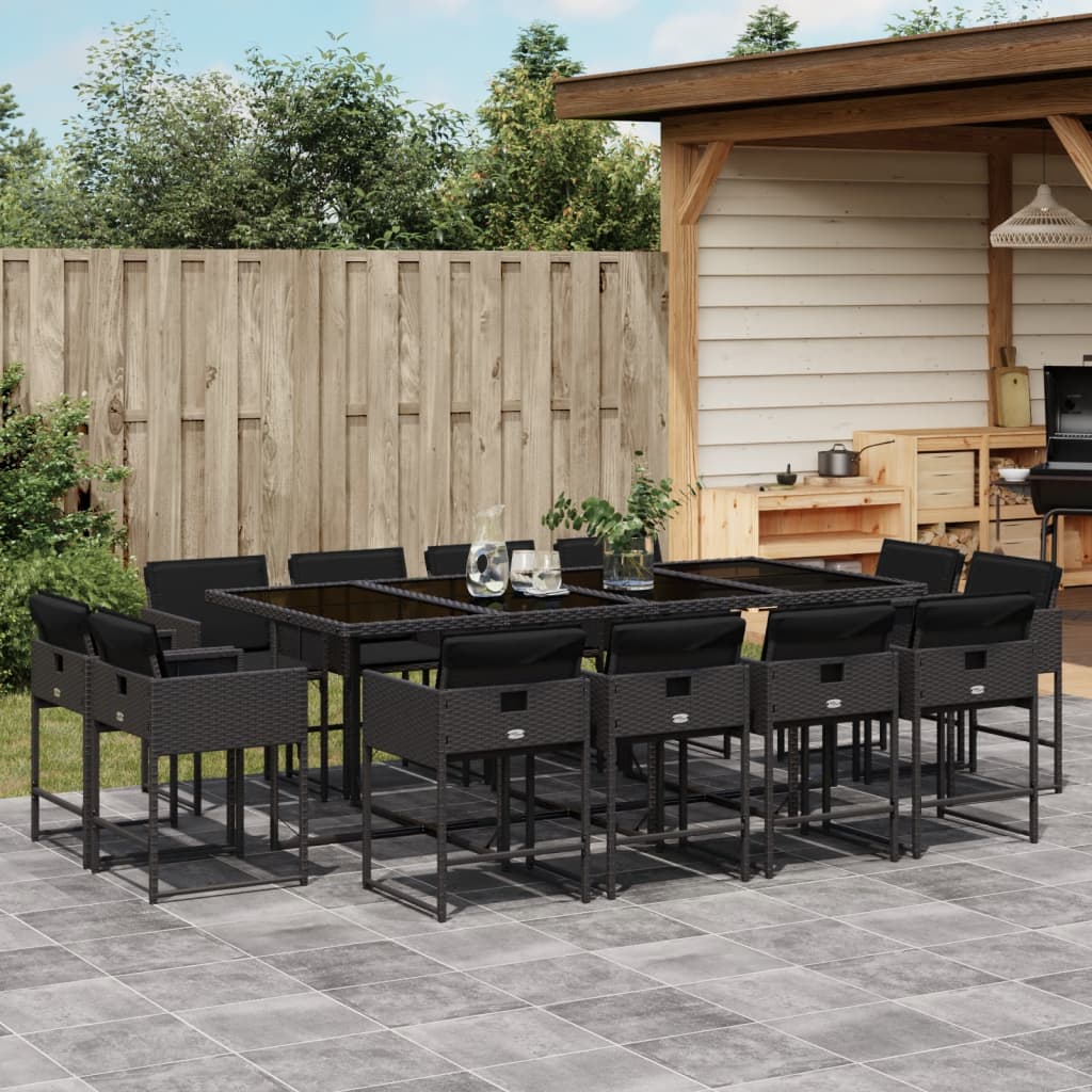 13-delige Tuinset met kussens poly rattan zwart is nu te koop bij PeponiXL, paradijselijk wonen!
