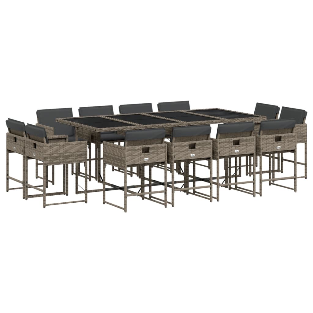 13-delige Tuinset met kussens poly rattan grijs is nu te koop bij PeponiXL, paradijselijk wonen!