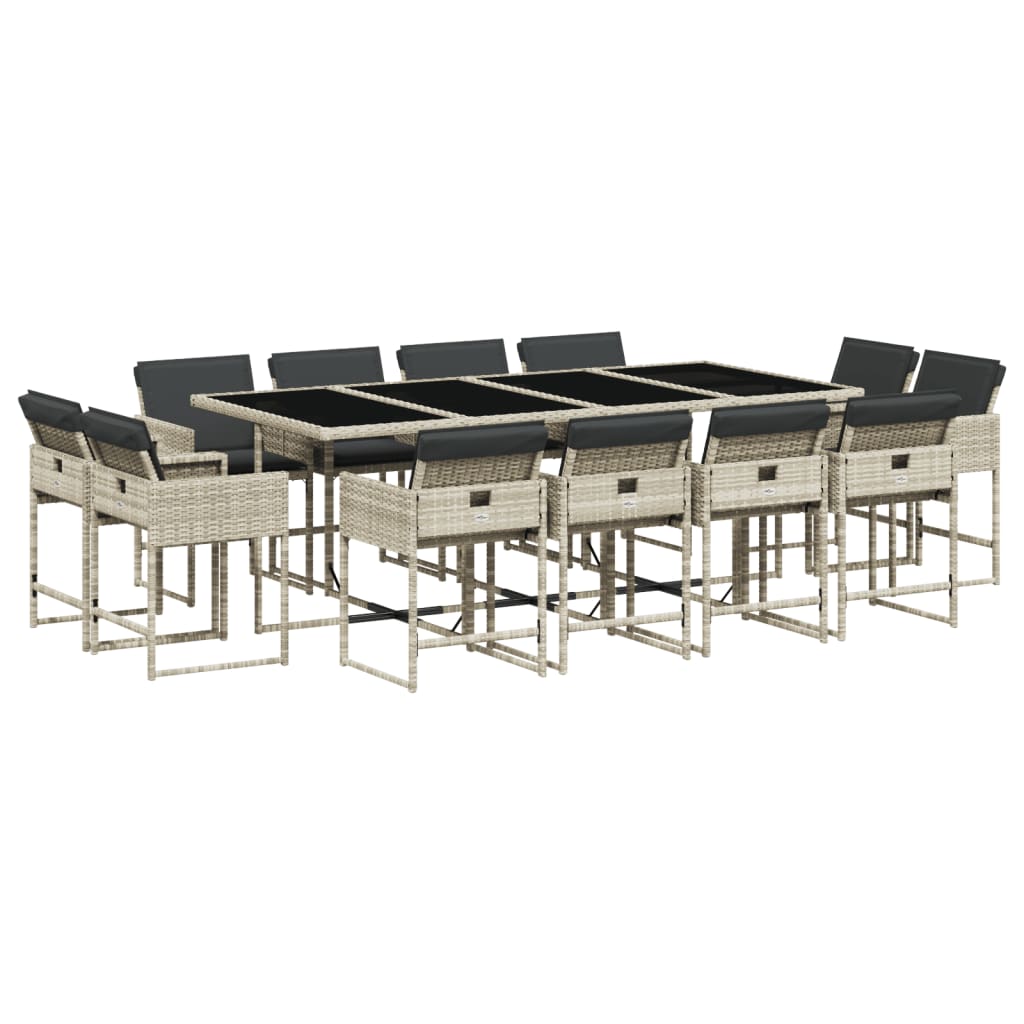 13-delige Tuinset met kussens poly rattan lichtgrijs is nu te koop bij PeponiXL, paradijselijk wonen!