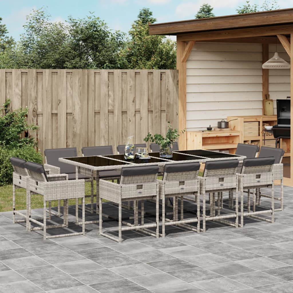13-delige Tuinset met kussens poly rattan lichtgrijs is nu te koop bij PeponiXL, paradijselijk wonen!