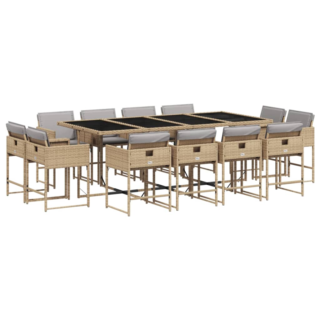 13-delige Tuinset met kussens poly rattan gemengd beige is nu te koop bij PeponiXL, paradijselijk wonen!