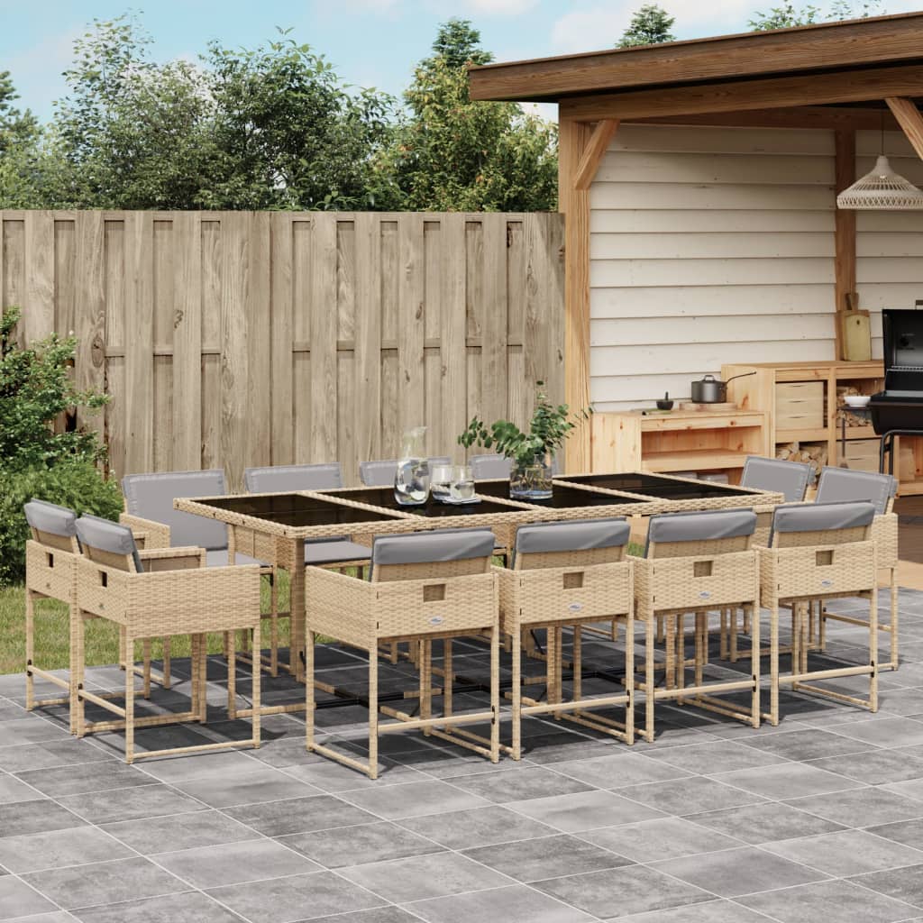 13-delige Tuinset met kussens poly rattan gemengd beige is nu te koop bij PeponiXL, paradijselijk wonen!