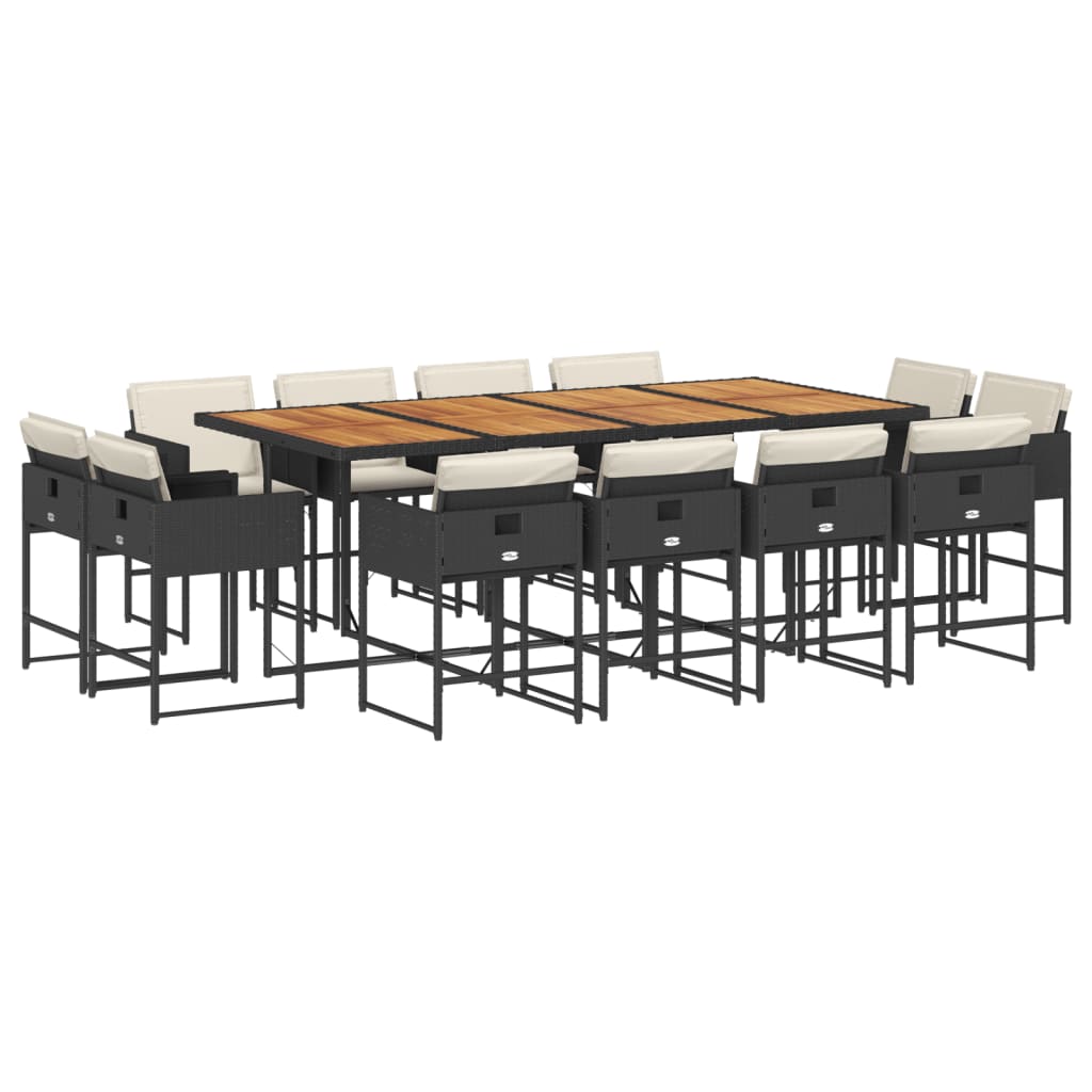13-delige Tuinset met kussens poly rattan zwart is nu te koop bij PeponiXL, paradijselijk wonen!