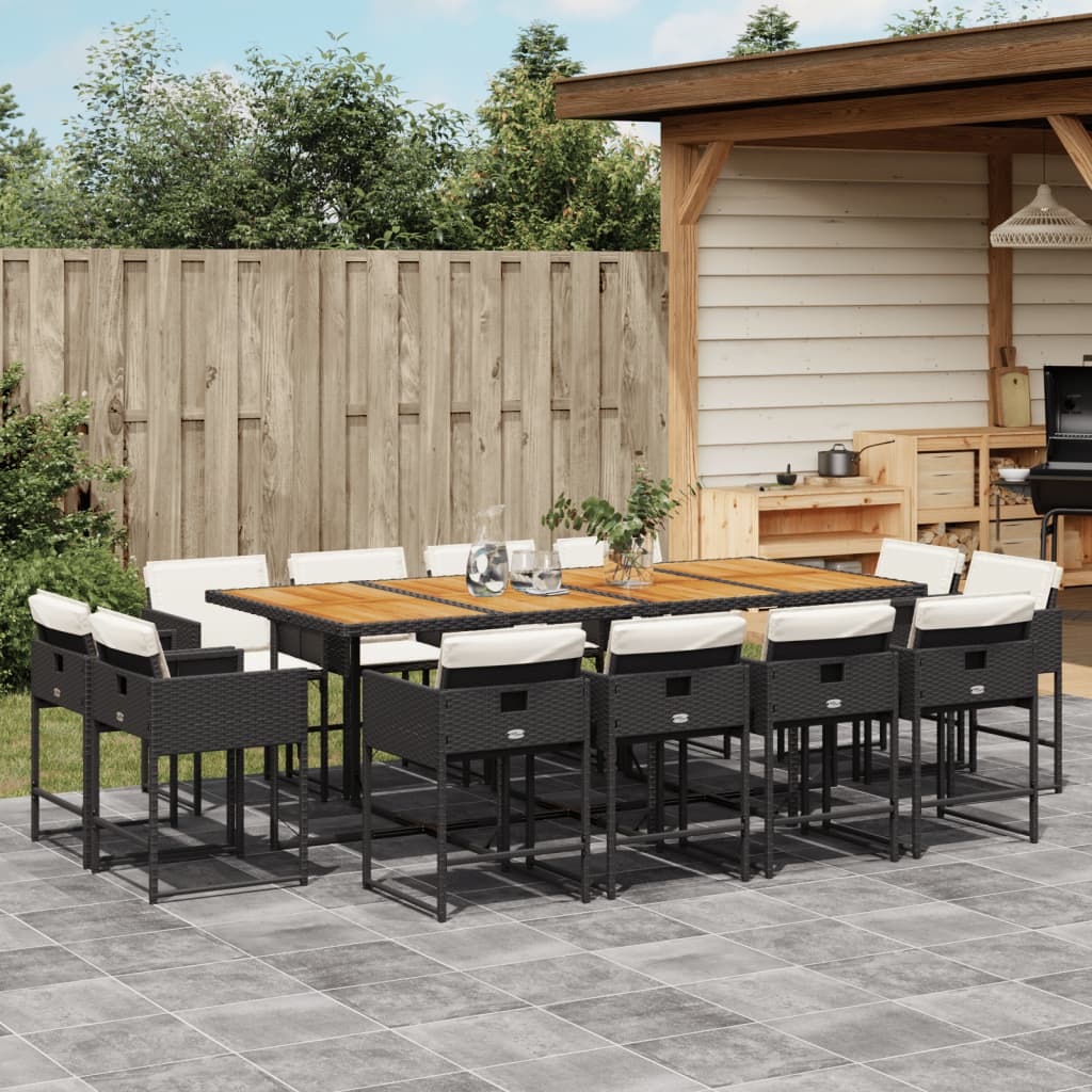 13-delige Tuinset met kussens poly rattan zwart is nu te koop bij PeponiXL, paradijselijk wonen!