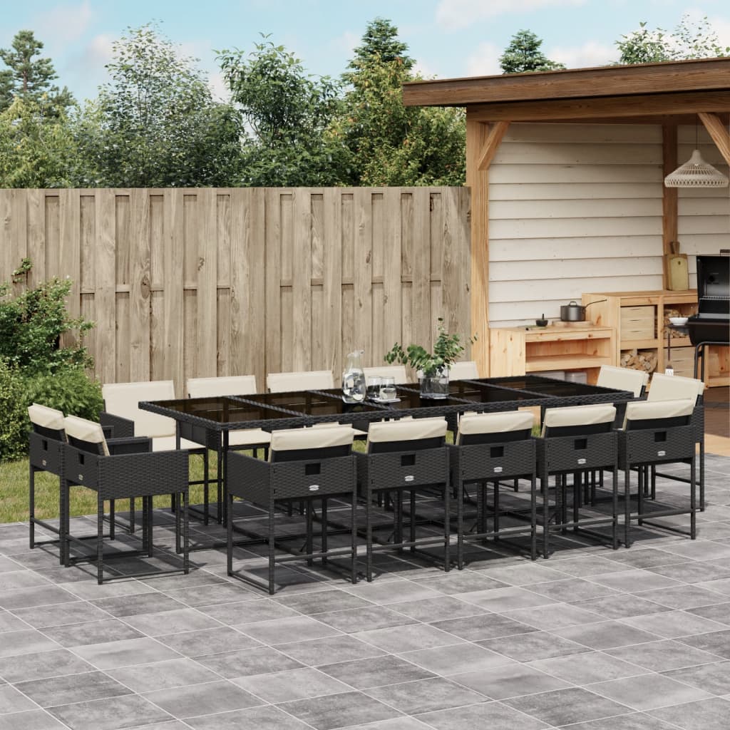 15-delige Tuinset met kussens poly rattan zwart is nu te koop bij PeponiXL, paradijselijk wonen!