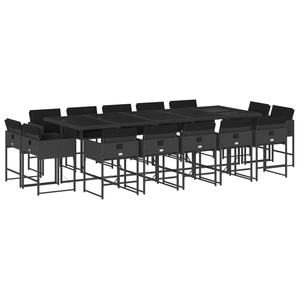15-delige Tuinset met kussens poly rattan zwart is nu te koop bij PeponiXL, paradijselijk wonen!