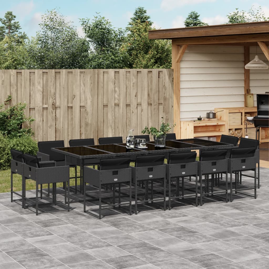 15-delige Tuinset met kussens poly rattan zwart is nu te koop bij PeponiXL, paradijselijk wonen!