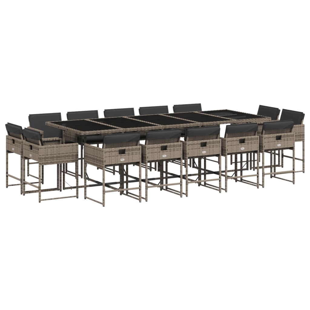 15-delige Tuinset met kussens poly rattan grijs is nu te koop bij PeponiXL, paradijselijk wonen!