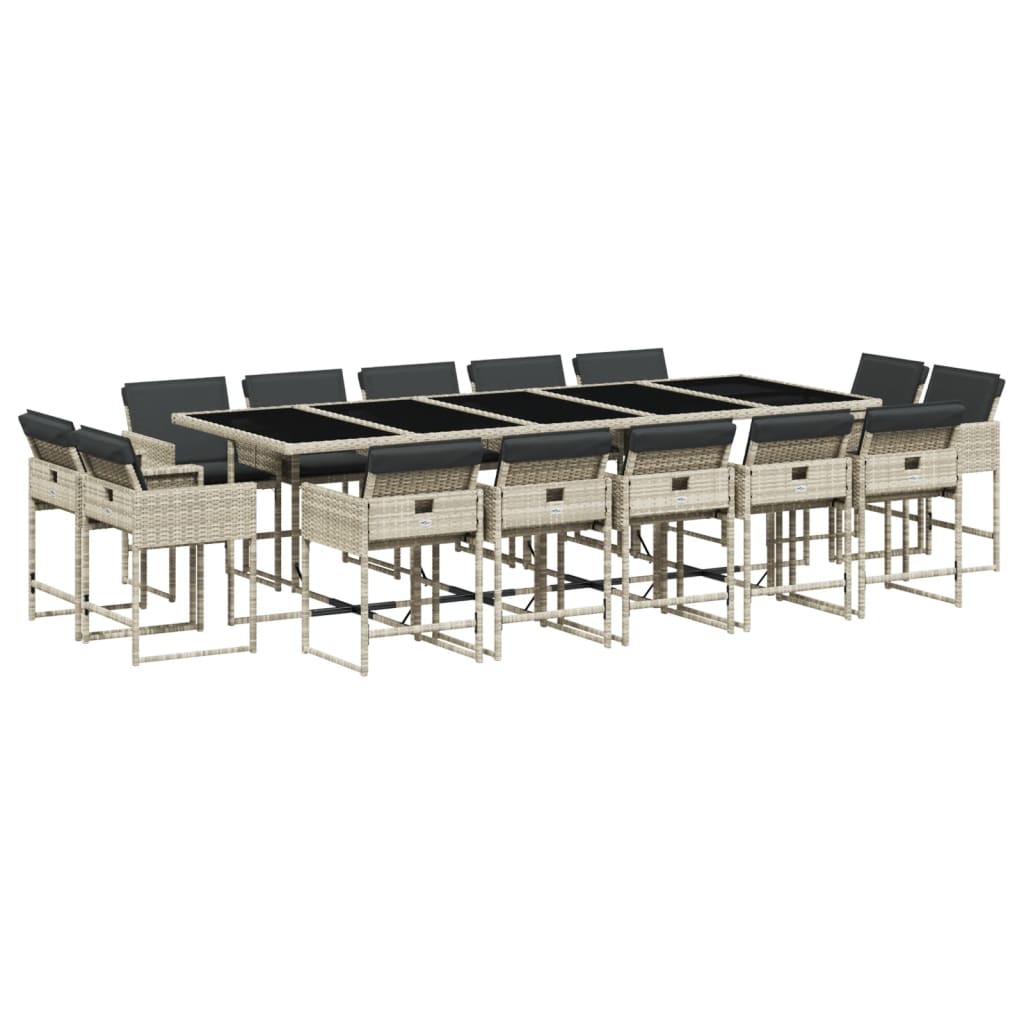 15-delige Tuinset met kussens poly rattan lichtgrijs is nu te koop bij PeponiXL, paradijselijk wonen!