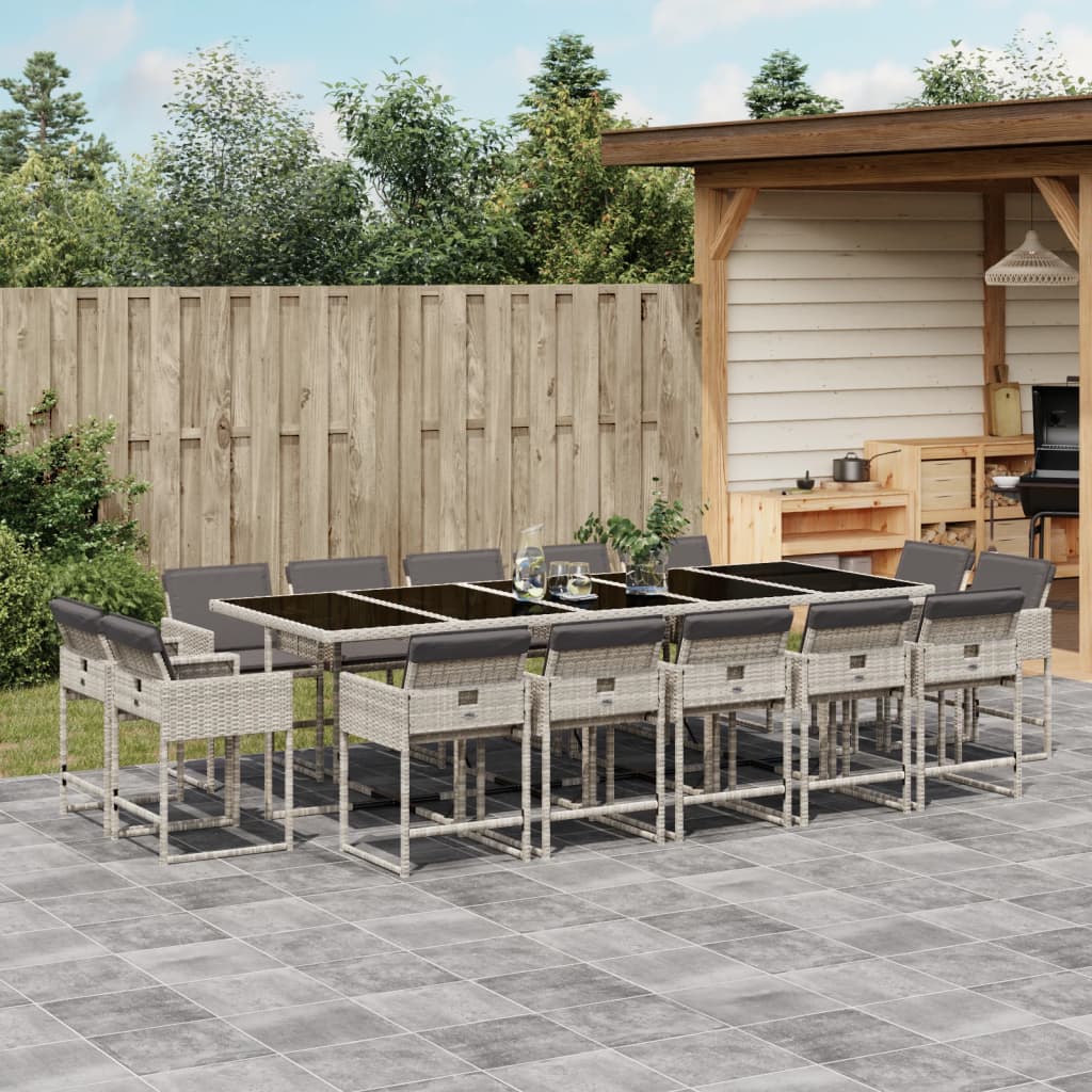15-delige Tuinset met kussens poly rattan lichtgrijs is nu te koop bij PeponiXL, paradijselijk wonen!