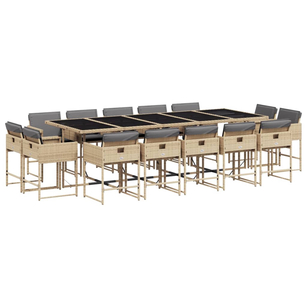 15-delige Tuinset met kussens poly rattan gemengd beige is nu te koop bij PeponiXL, paradijselijk wonen!