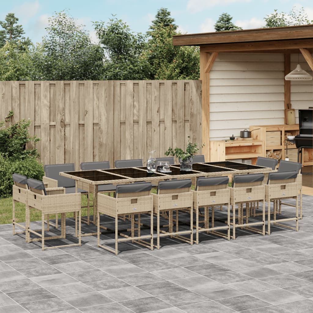15-delige Tuinset met kussens poly rattan gemengd beige is nu te koop bij PeponiXL, paradijselijk wonen!