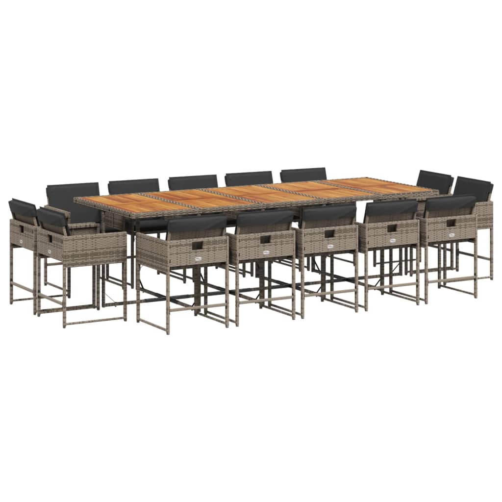 15-delige Tuinset met kussens poly rattan grijs is nu te koop bij PeponiXL, paradijselijk wonen!