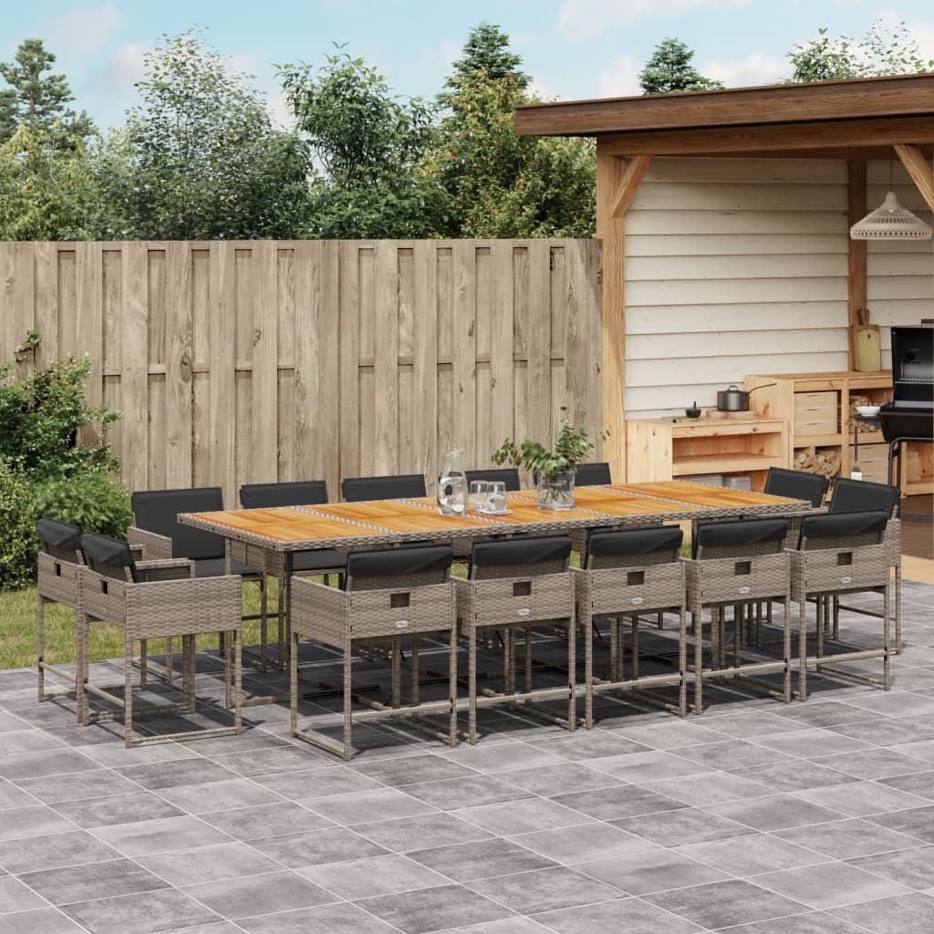 15-delige Tuinset met kussens poly rattan grijs is nu te koop bij PeponiXL, paradijselijk wonen!