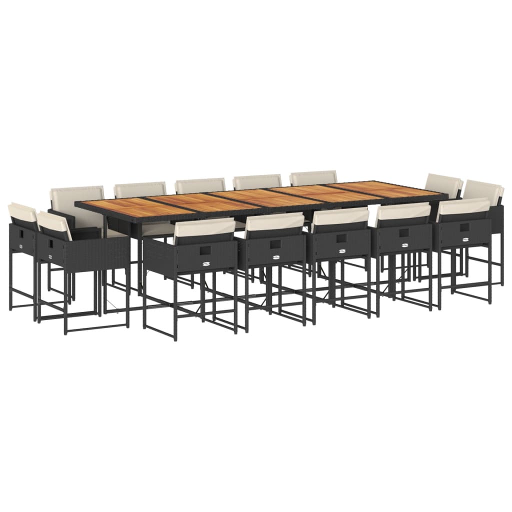 15-delige Tuinset met kussens poly rattan zwart is nu te koop bij PeponiXL, paradijselijk wonen!