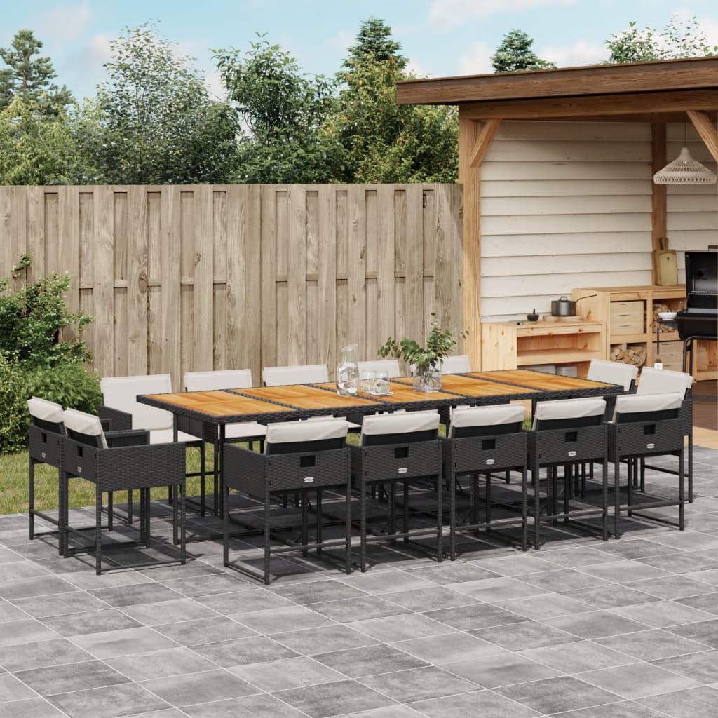 15-delige Tuinset met kussens poly rattan zwart is nu te koop bij PeponiXL, paradijselijk wonen!
