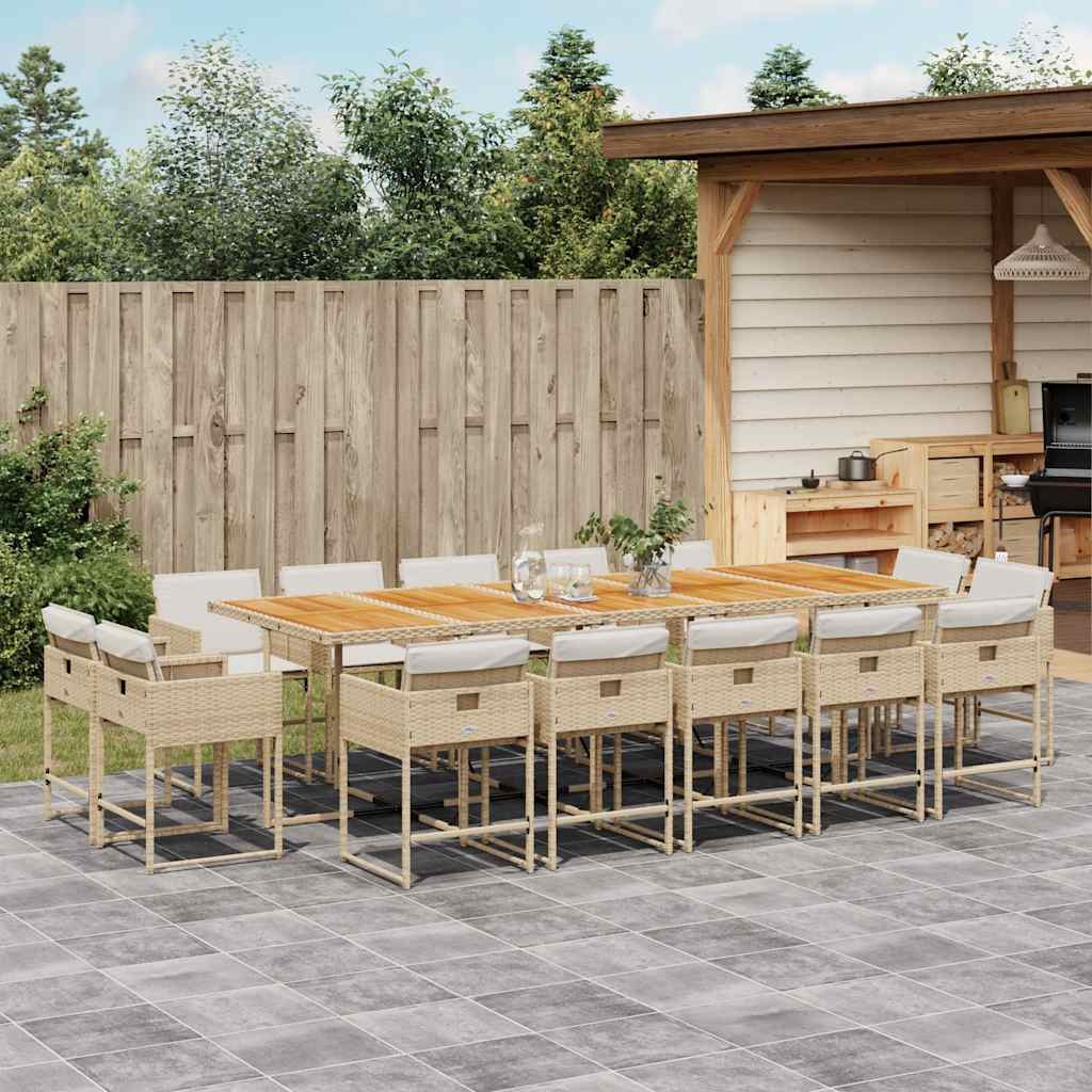15-delige Tuinset met kussens poly rattan beige is nu te koop bij PeponiXL, paradijselijk wonen!
