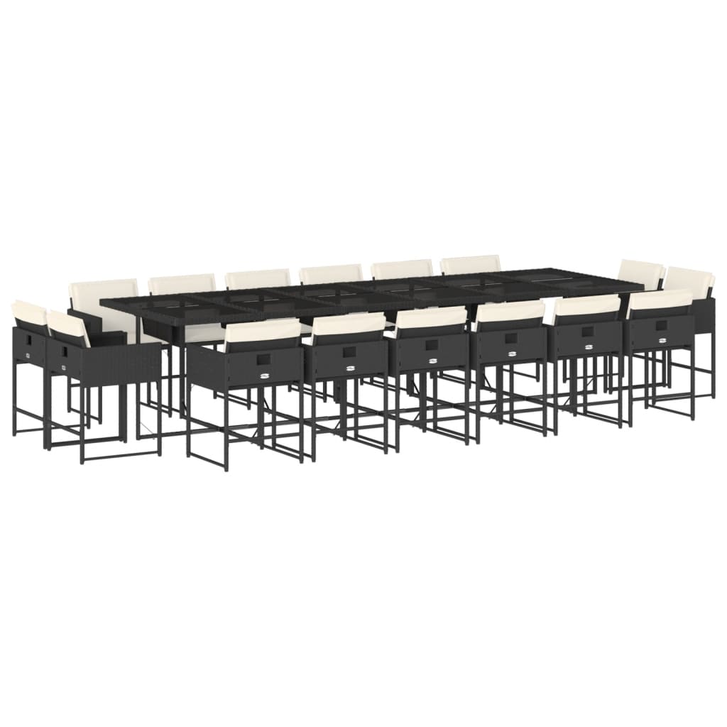 17-delige Tuinset met kussens poly rattan zwart is nu te koop bij PeponiXL, paradijselijk wonen!