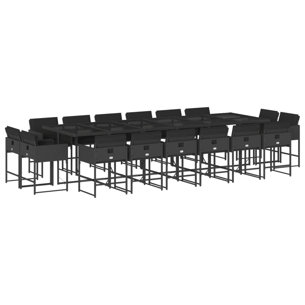 17-delige Tuinset met kussens poly rattan zwart is nu te koop bij PeponiXL, paradijselijk wonen!