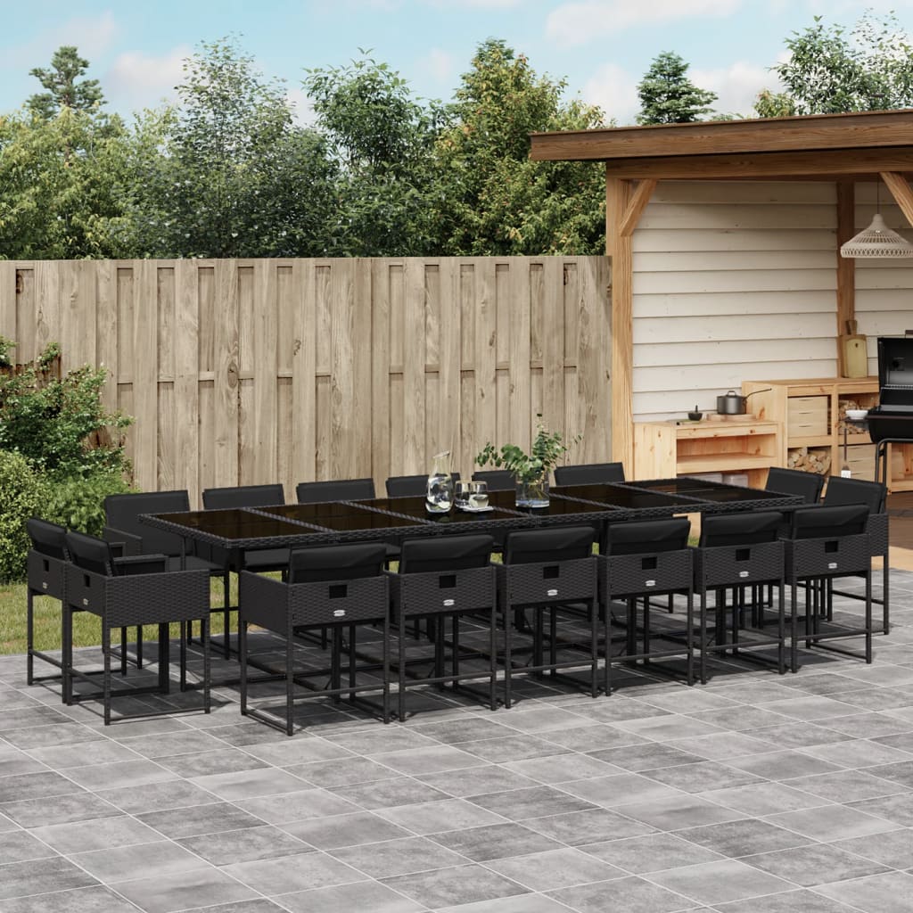 17-delige Tuinset met kussens poly rattan zwart is nu te koop bij PeponiXL, paradijselijk wonen!