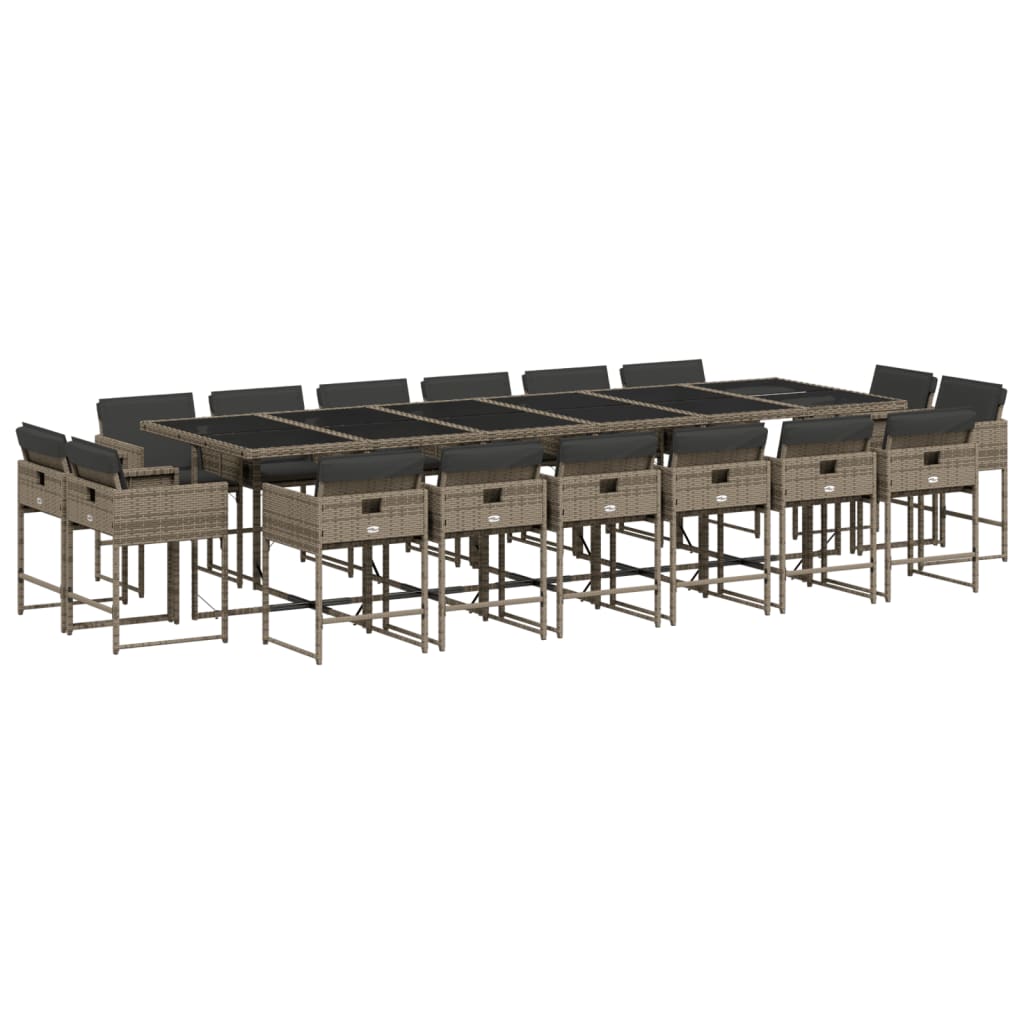 17-delige Tuinset met kussens poly rattan grijs is nu te koop bij PeponiXL, paradijselijk wonen!