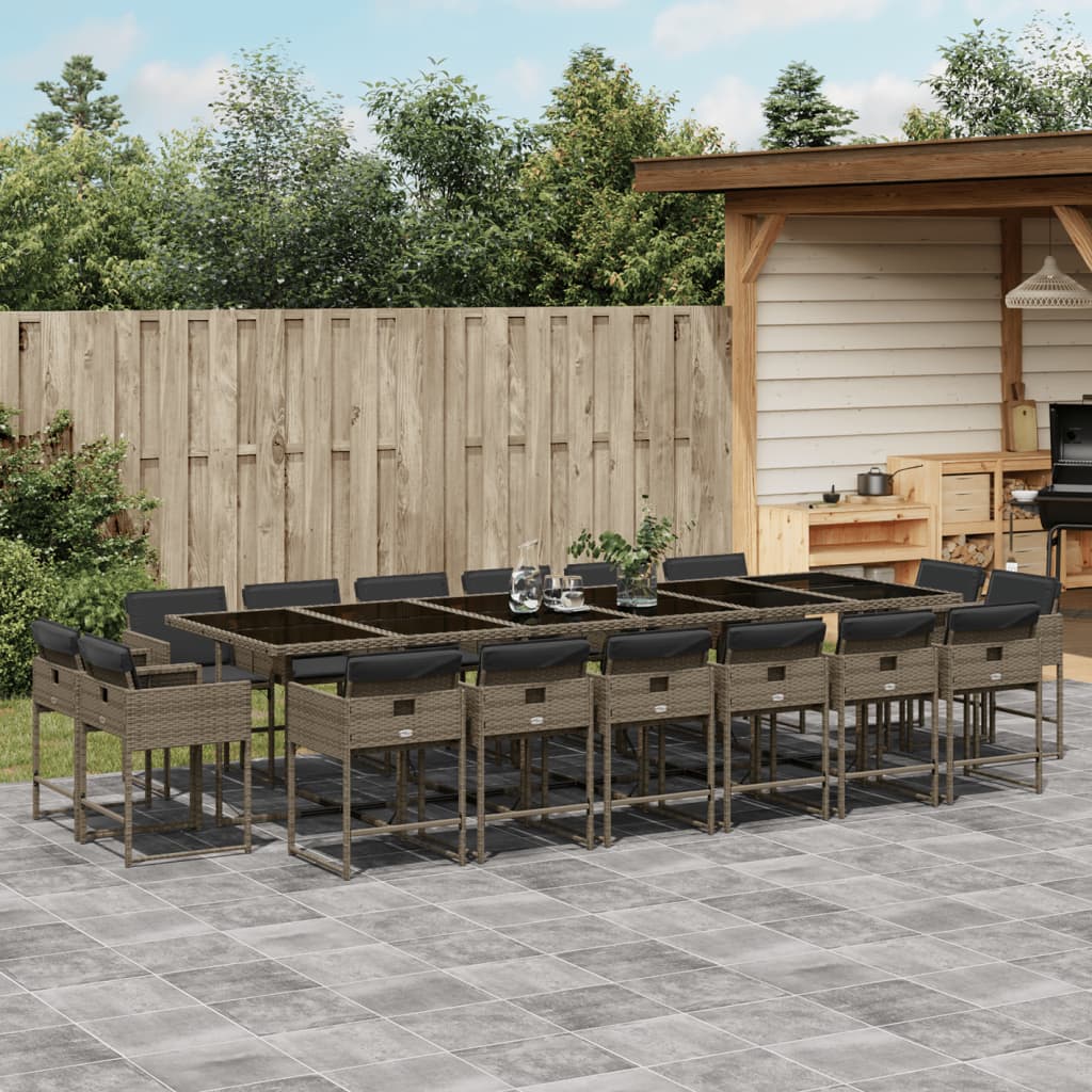 17-delige Tuinset met kussens poly rattan grijs is nu te koop bij PeponiXL, paradijselijk wonen!