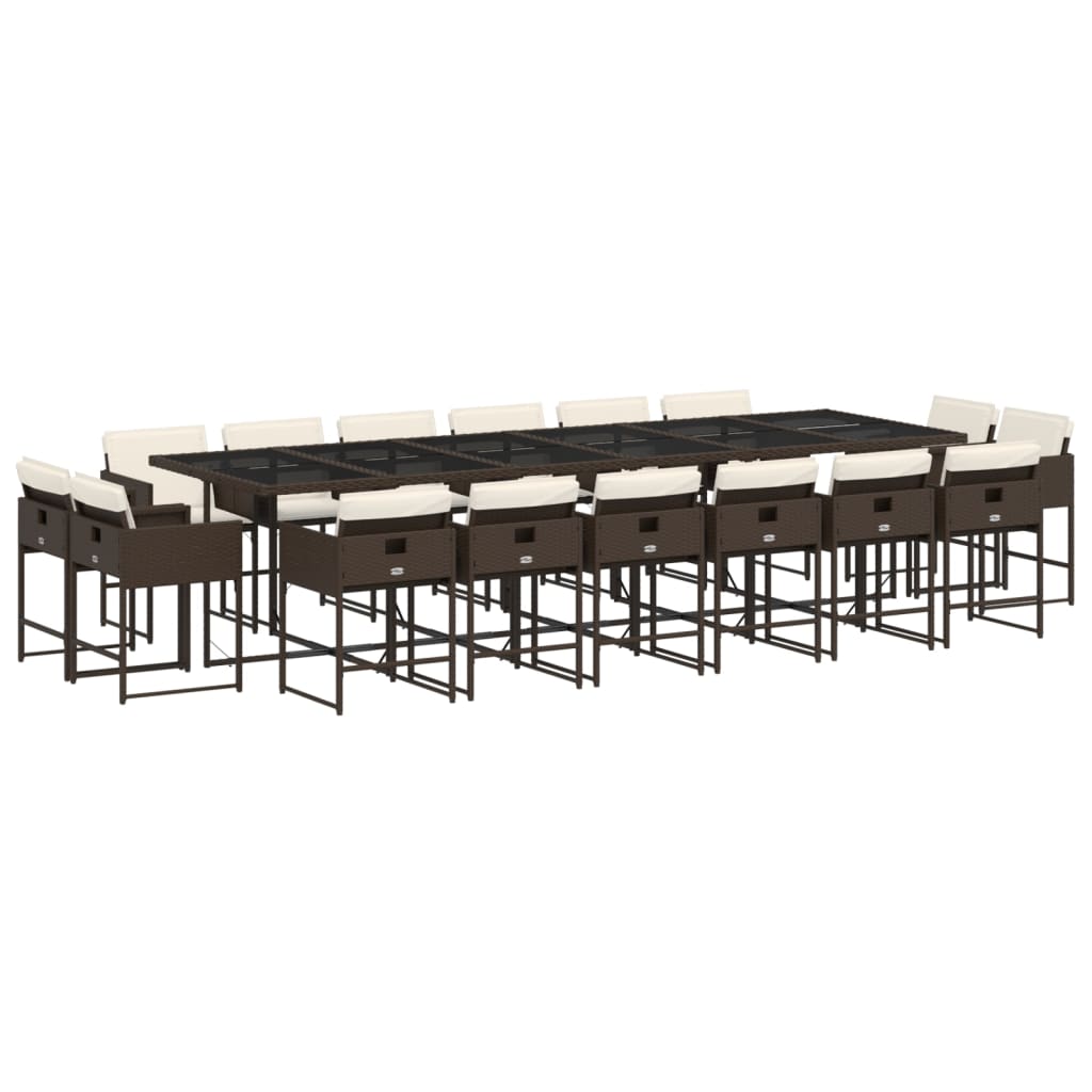 17-delige Tuinset met kussens poly rattan bruin is nu te koop bij PeponiXL, paradijselijk wonen!