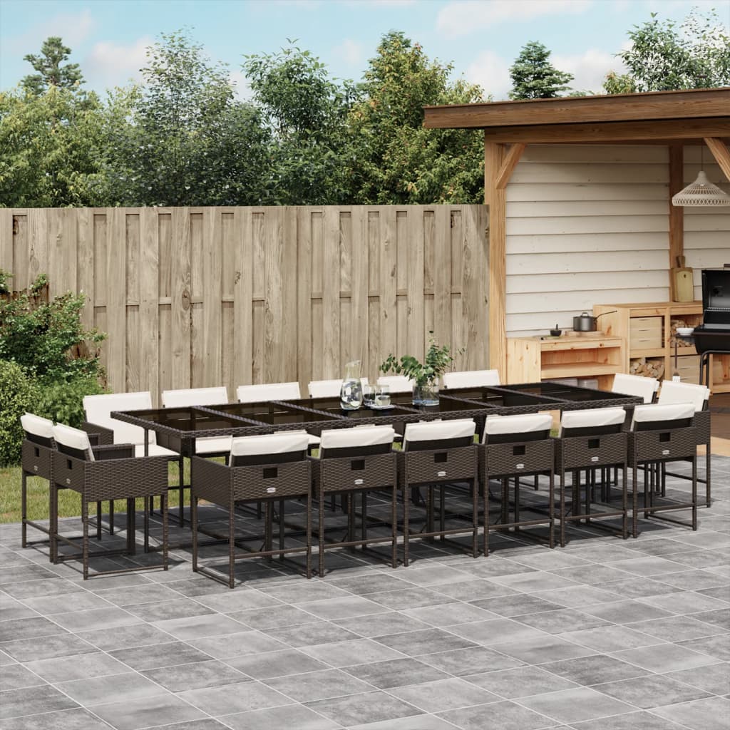 17-delige Tuinset met kussens poly rattan bruin is nu te koop bij PeponiXL, paradijselijk wonen!