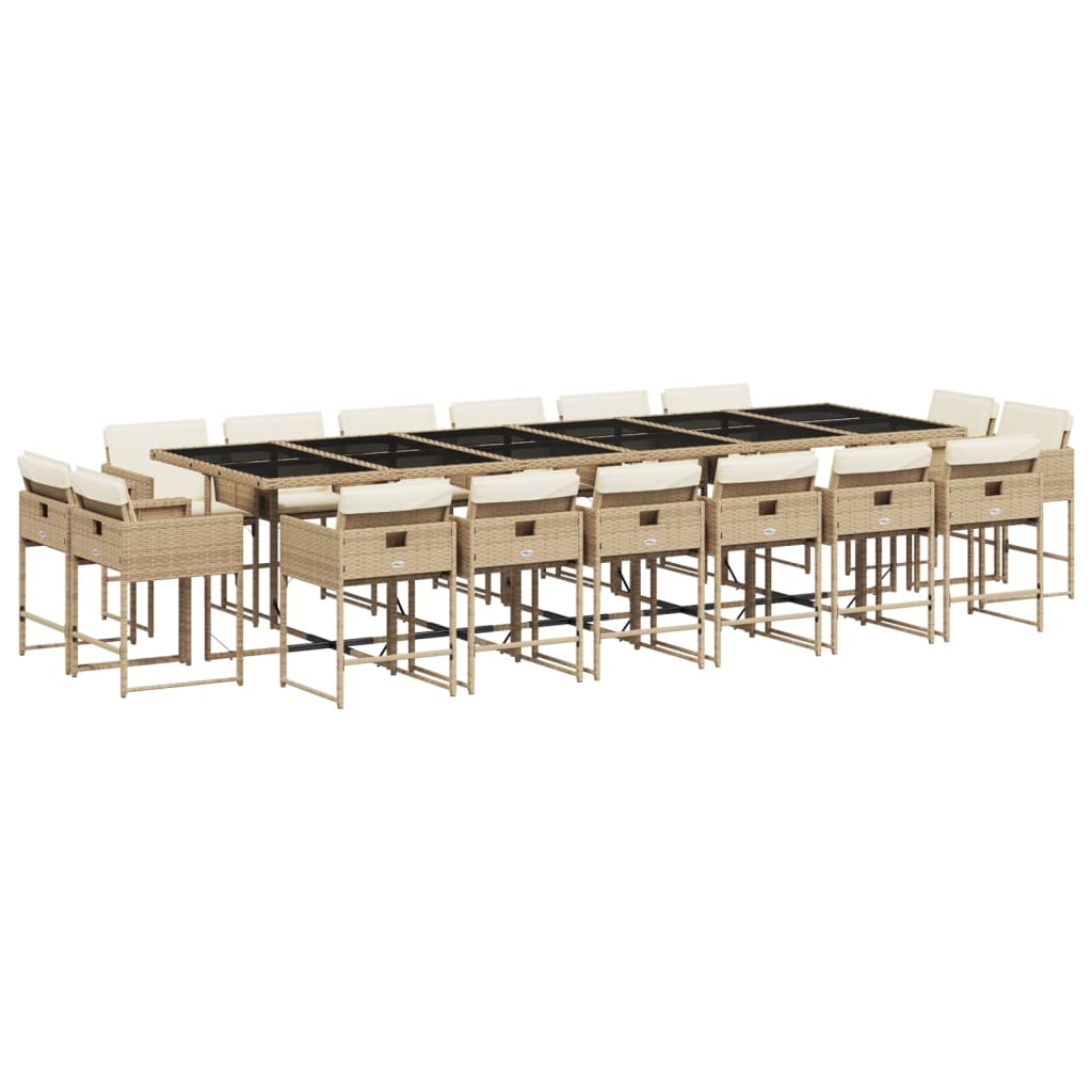 17-delige Tuinset met kussens poly rattan beige is nu te koop bij PeponiXL, paradijselijk wonen!