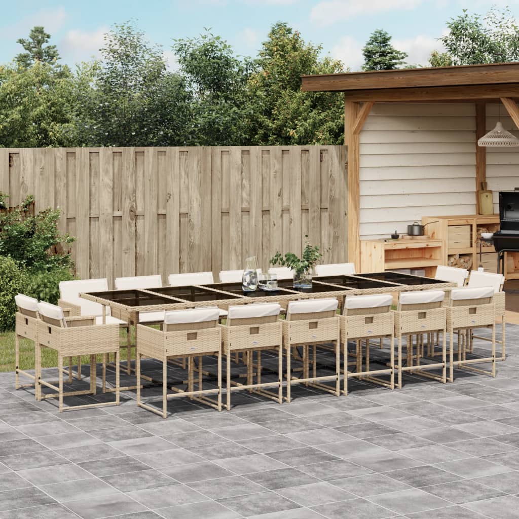 17-delige Tuinset met kussens poly rattan beige is nu te koop bij PeponiXL, paradijselijk wonen!