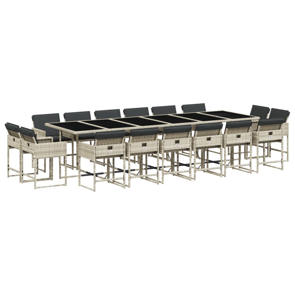 17-delige Tuinset met kussens poly rattan lichtgrijs is nu te koop bij PeponiXL, paradijselijk wonen!