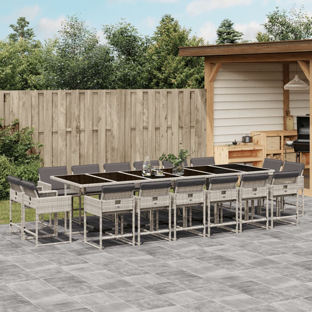 17-delige Tuinset met kussens poly rattan lichtgrijs is nu te koop bij PeponiXL, paradijselijk wonen!