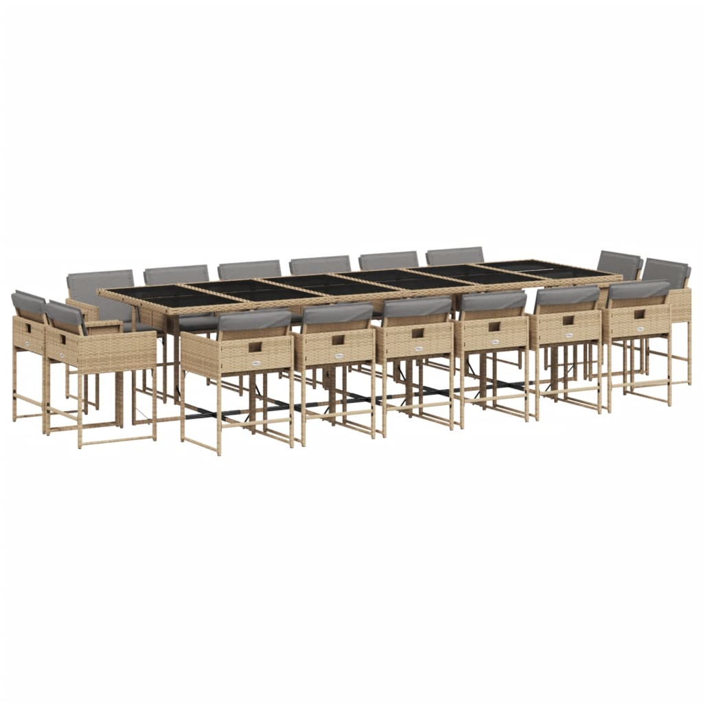 17-delige Tuinset met kussens poly rattan gemengd beige is nu te koop bij PeponiXL, paradijselijk wonen!