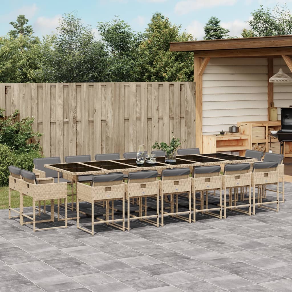 17-delige Tuinset met kussens poly rattan gemengd beige is nu te koop bij PeponiXL, paradijselijk wonen!