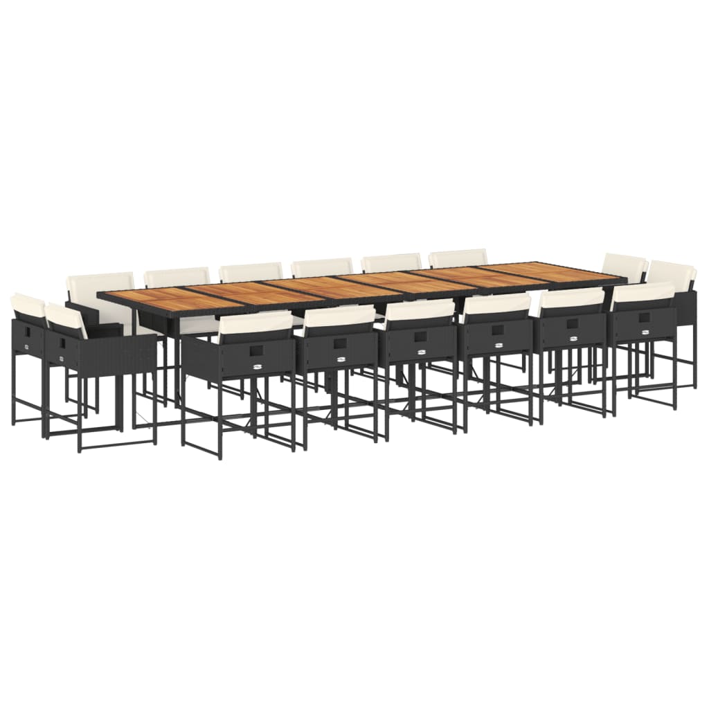 17-delige Tuinset met kussens poly rattan zwart is nu te koop bij PeponiXL, paradijselijk wonen!