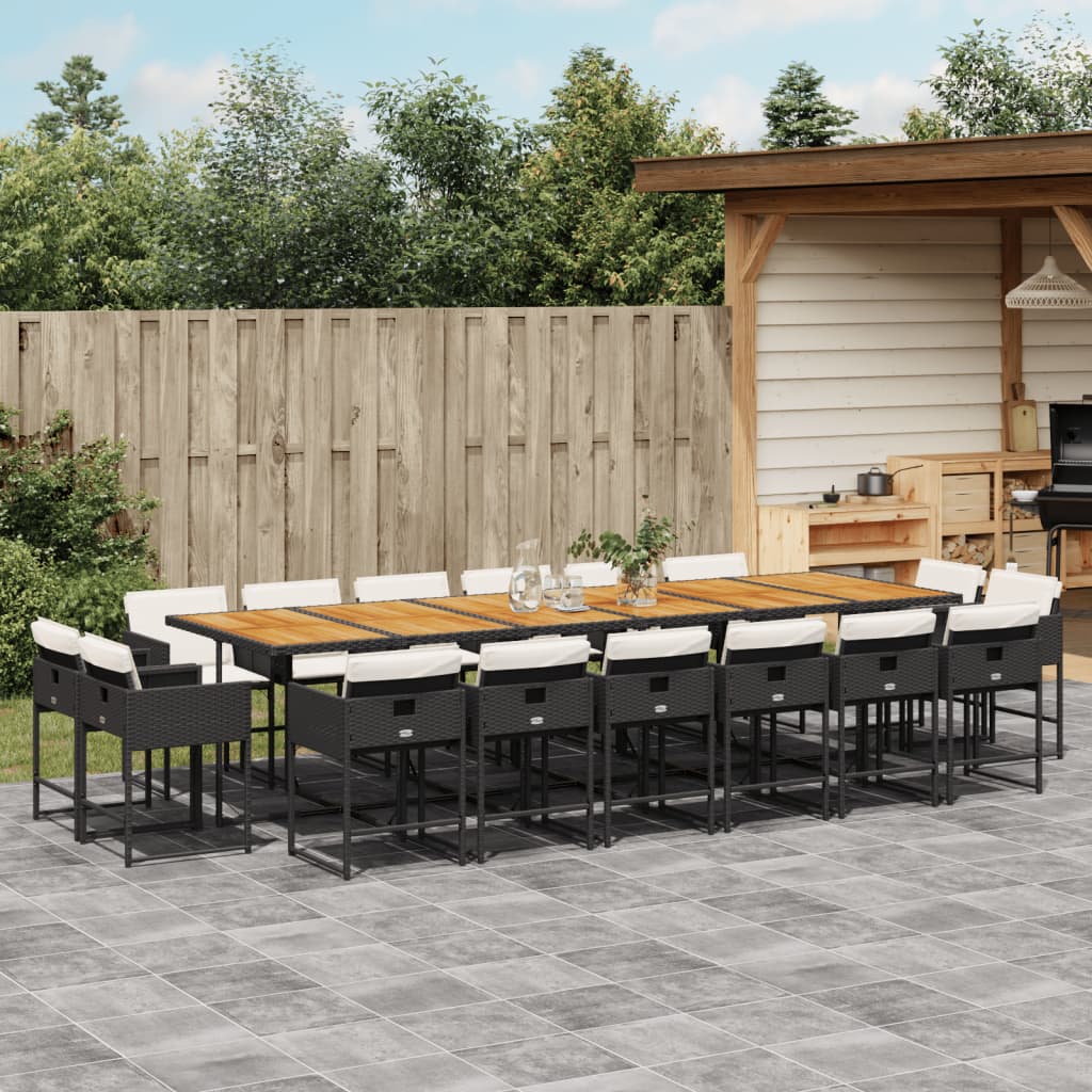17-delige Tuinset met kussens poly rattan zwart is nu te koop bij PeponiXL, paradijselijk wonen!