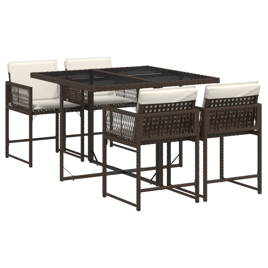 5-delige Tuinset met kussens poly rattan bruin is nu te koop bij PeponiXL, paradijselijk wonen!