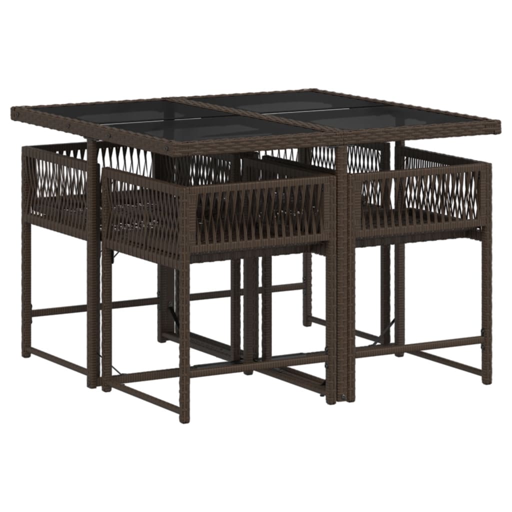 5-delige Tuinset met kussens poly rattan bruin is nu te koop bij PeponiXL, paradijselijk wonen!