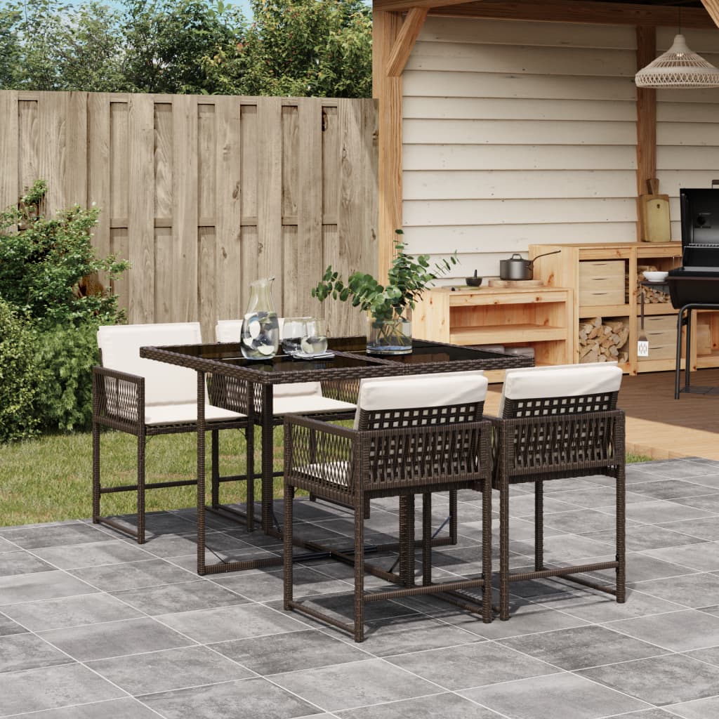 5-delige Tuinset met kussens poly rattan bruin is nu te koop bij PeponiXL, paradijselijk wonen!