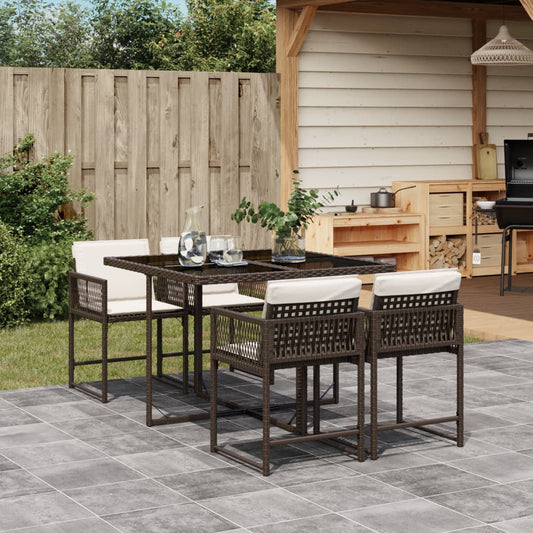 5-delige Tuinset met kussens poly rattan bruin is nu te koop bij PeponiXL, paradijselijk wonen!