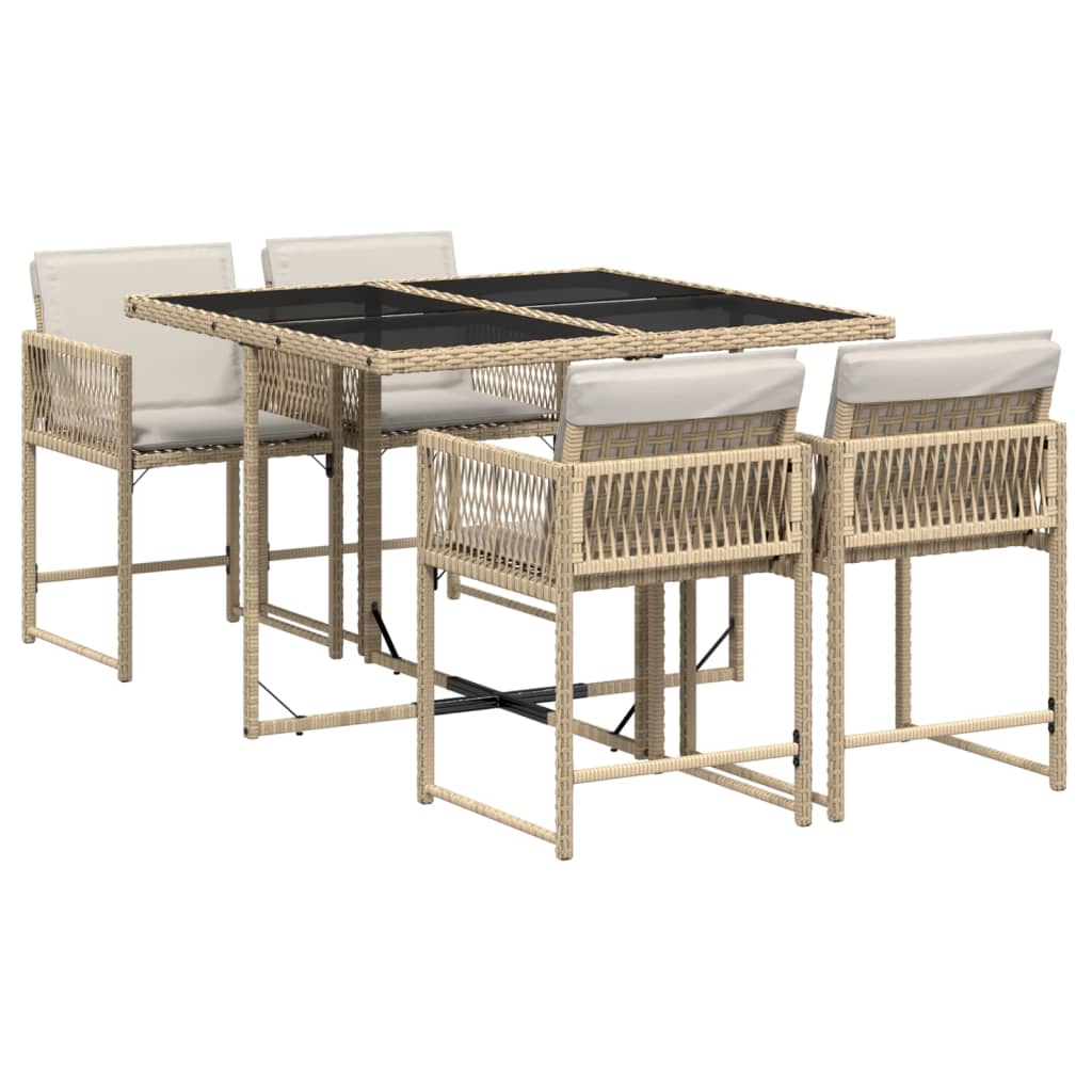 5-delige Tuinset met kussens poly rattan beige is nu te koop bij PeponiXL, paradijselijk wonen!
