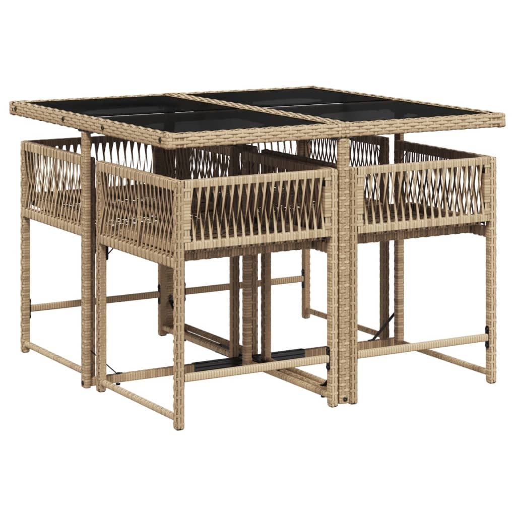 5-delige Tuinset met kussens poly rattan beige is nu te koop bij PeponiXL, paradijselijk wonen!